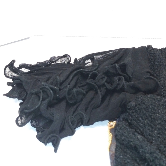 Vintage Black Chiffon Dress with Gold Sequin & Beaded Bodice – Holiday Glam Cock - Picture 6 of 9